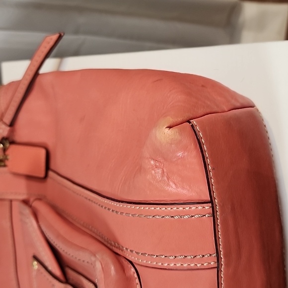 Coach Coral Leather Tote with Gold Accents - Picture 7 of 16